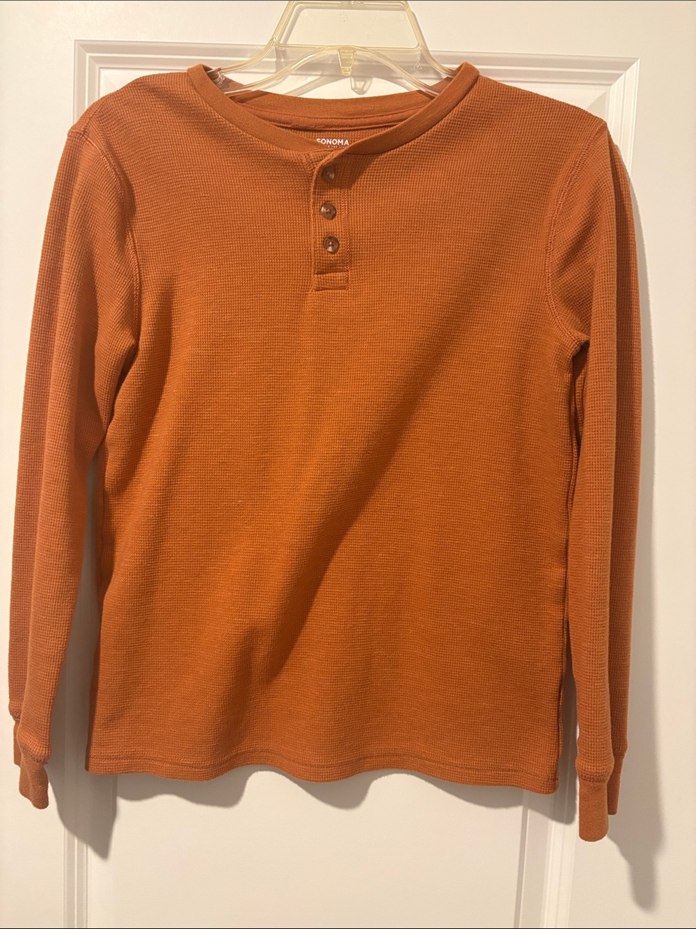 Sonoma Long Sleeve Henley Tee - Rust Orange